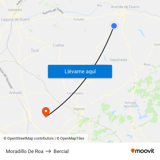 Moradillo De Roa to Bercial map