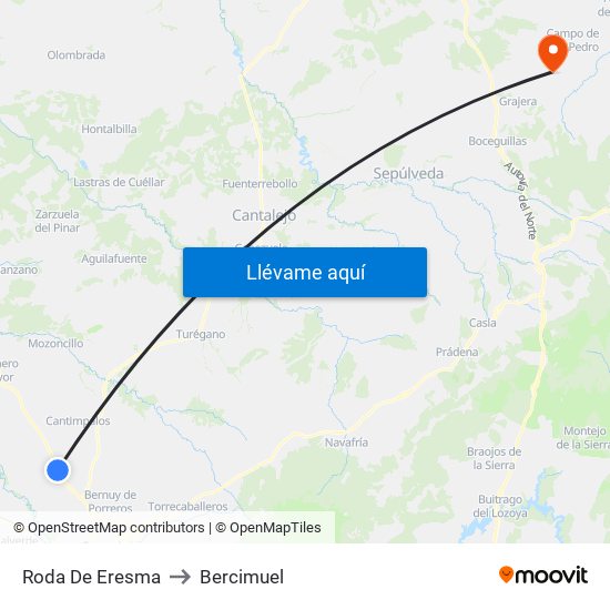 Roda De Eresma to Bercimuel map