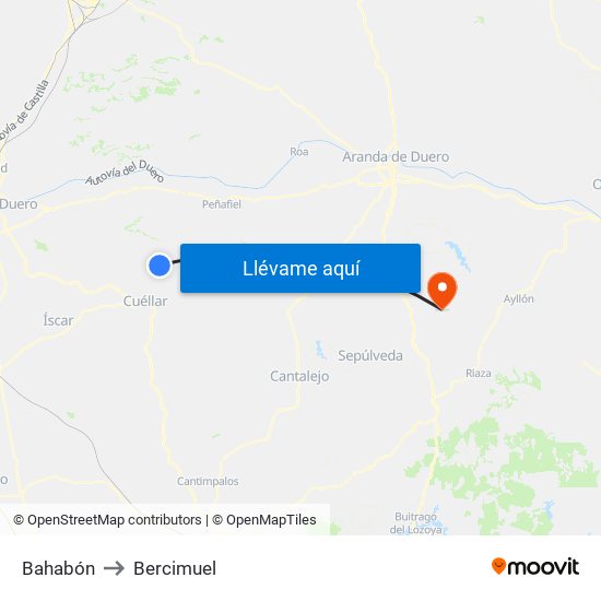 Bahabón to Bercimuel map