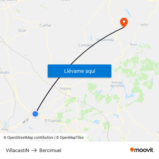 Villacastí­N to Bercimuel map