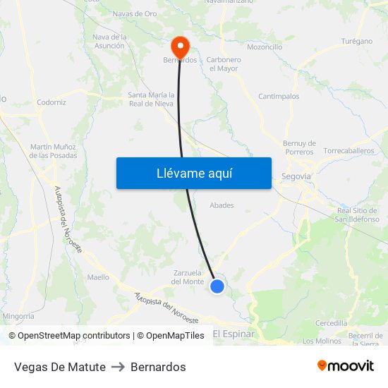 Vegas De Matute to Bernardos map