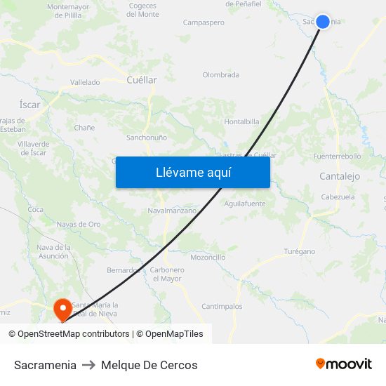 Sacramenia to Melque De Cercos map