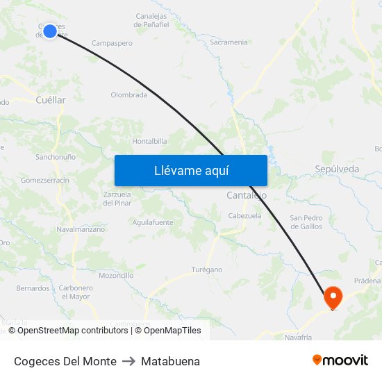 Cogeces Del Monte to Matabuena map