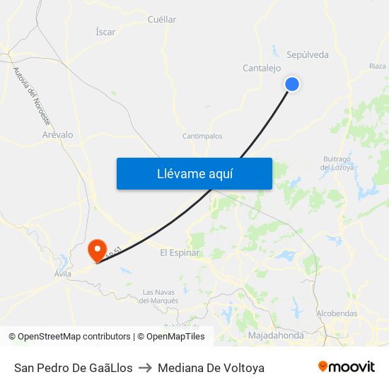 San Pedro De Gaã­Llos to Mediana De Voltoya map