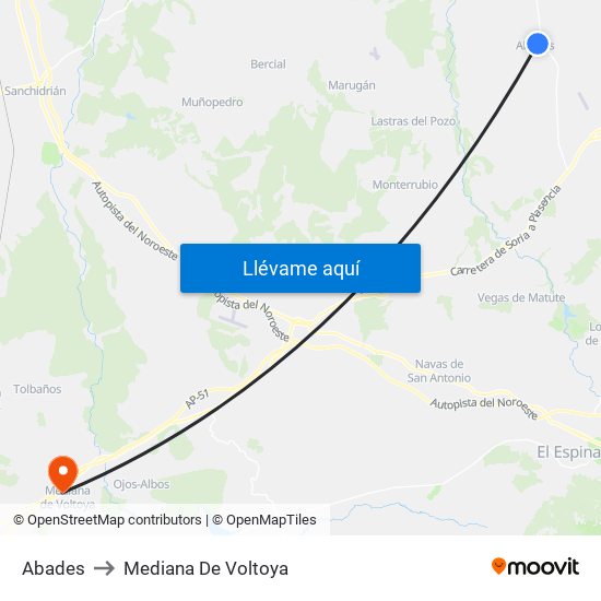 Abades to Mediana De Voltoya map