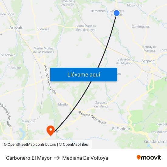 Carbonero El Mayor to Mediana De Voltoya map