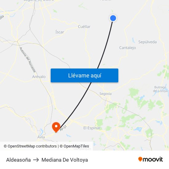 Aldeasoña to Mediana De Voltoya map