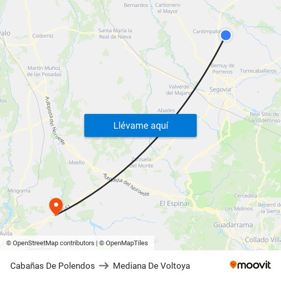 Cabañas De Polendos to Mediana De Voltoya map