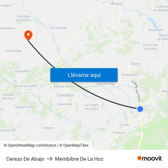 Cerezo De Abajo to Membibre De La Hoz map