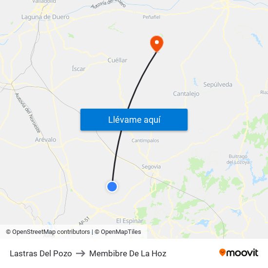 Lastras Del Pozo to Membibre De La Hoz map
