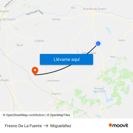 Fresno De La Fuente to Migueláñez map
