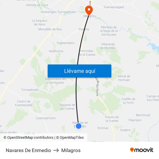 Navares De Enmedio to Milagros map