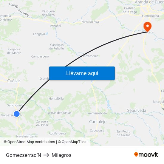 Gomezserrací­N to Milagros map