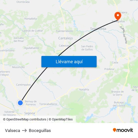 Valseca to Boceguillas map