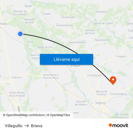 Villeguillo to Brieva map