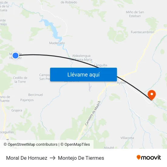 Moral De Hornuez to Montejo De Tiermes map