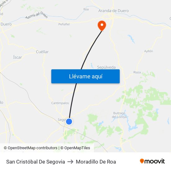 San Cristóbal De Segovia to Moradillo De Roa map