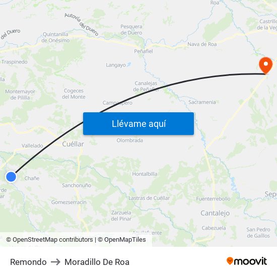 Remondo to Moradillo De Roa map