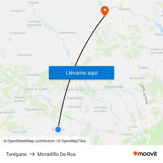 Turégano to Moradillo De Roa map
