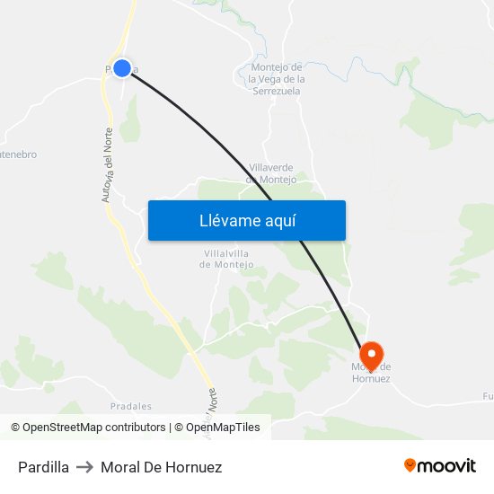 Pardilla to Moral De Hornuez map