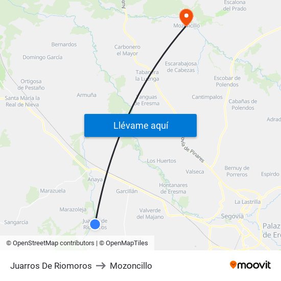 Juarros De Riomoros to Mozoncillo map
