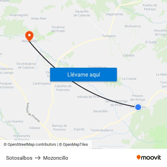 Sotosalbos to Mozoncillo map