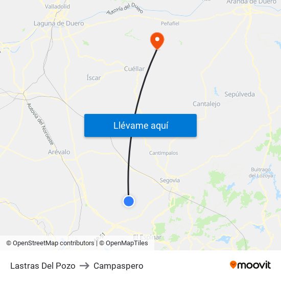 Lastras Del Pozo to Campaspero map