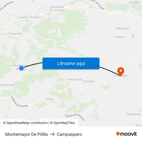 Montemayor De Pililla to Campaspero map