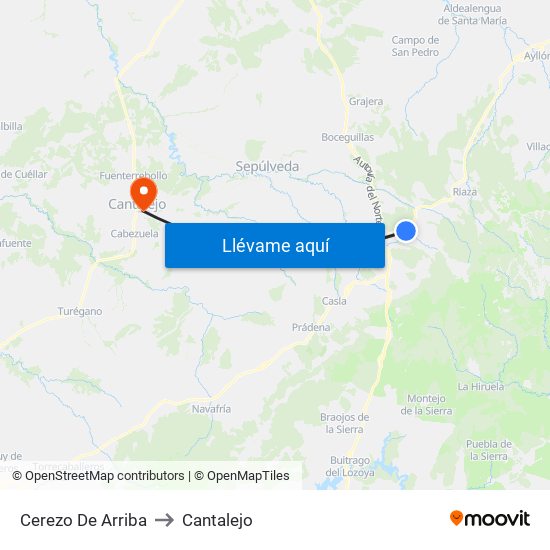 Cerezo De Arriba to Cantalejo map