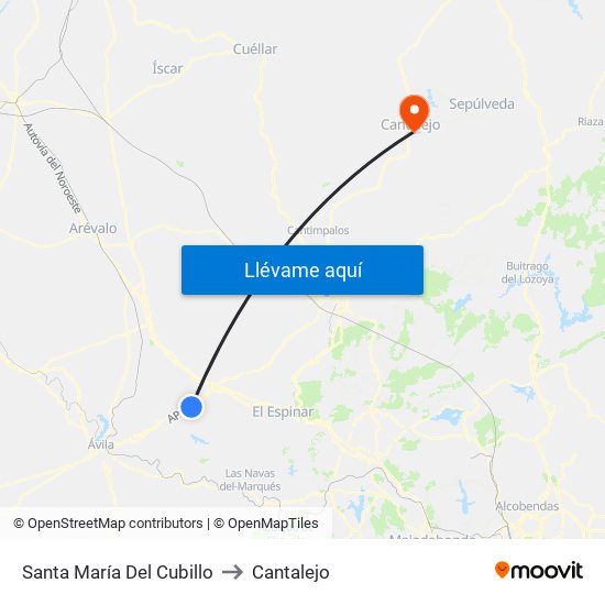 Santa María Del Cubillo to Cantalejo map