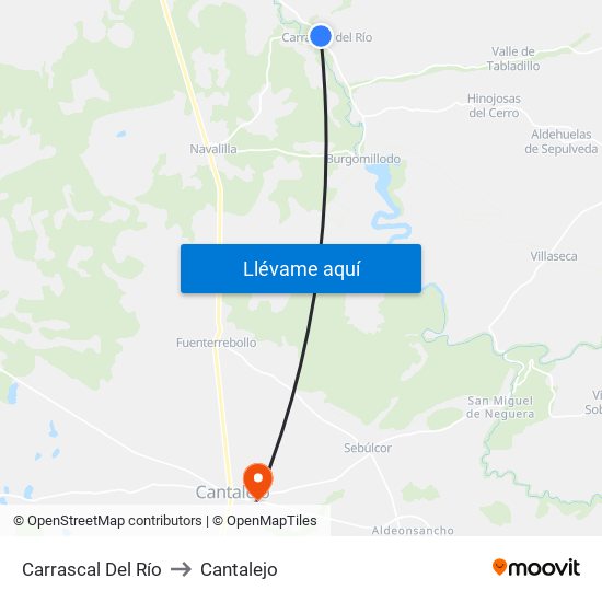 Carrascal Del Río to Cantalejo map