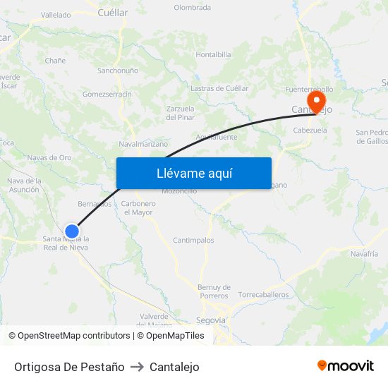 Ortigosa De Pestaño to Cantalejo map