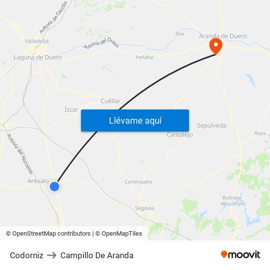 Codorniz to Campillo De Aranda map