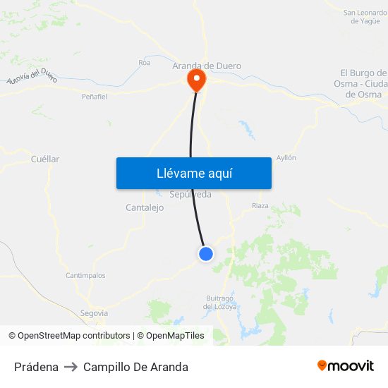 Prádena to Campillo De Aranda map