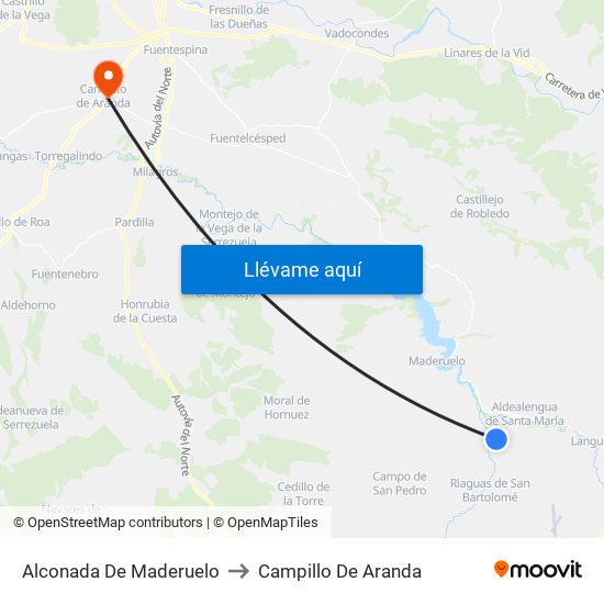 Alconada De Maderuelo to Campillo De Aranda map