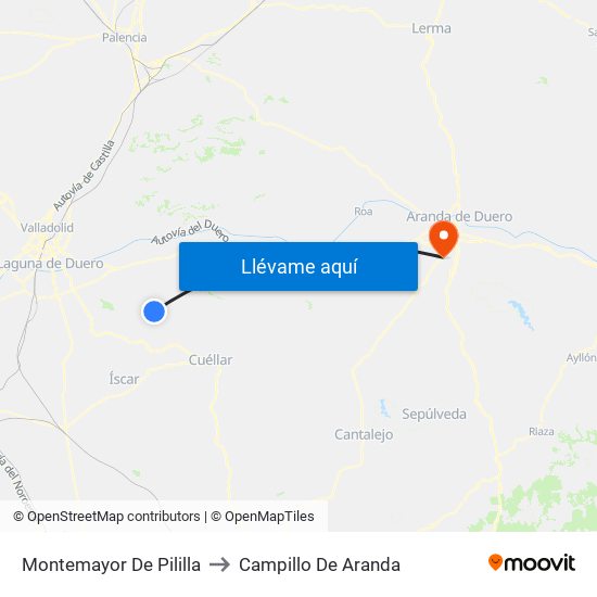 Montemayor De Pililla to Campillo De Aranda map