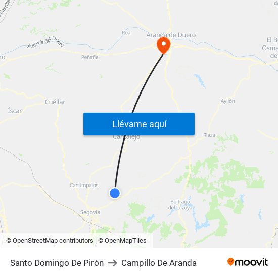 Santo Domingo De Pirón to Campillo De Aranda map