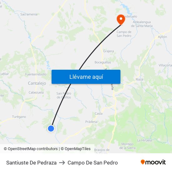 Santiuste De Pedraza to Campo De San Pedro map