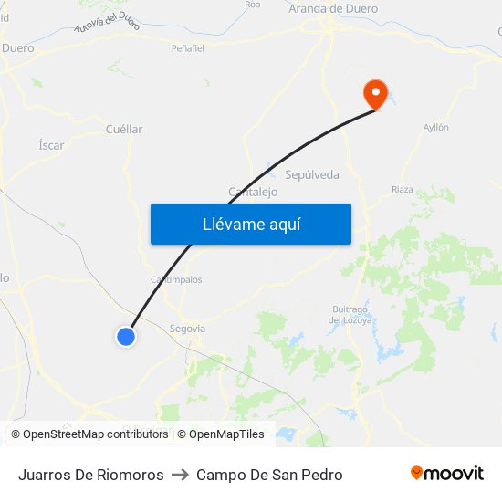 Juarros De Riomoros to Campo De San Pedro map
