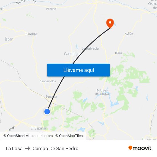 La Losa to Campo De San Pedro map