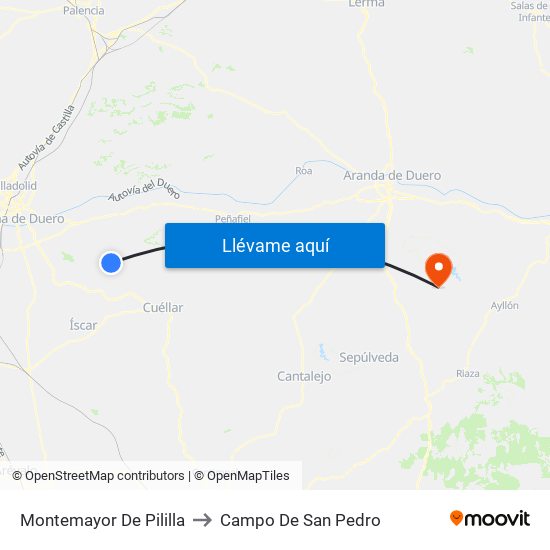 Montemayor De Pililla to Campo De San Pedro map
