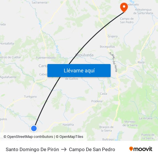 Santo Domingo De Pirón to Campo De San Pedro map