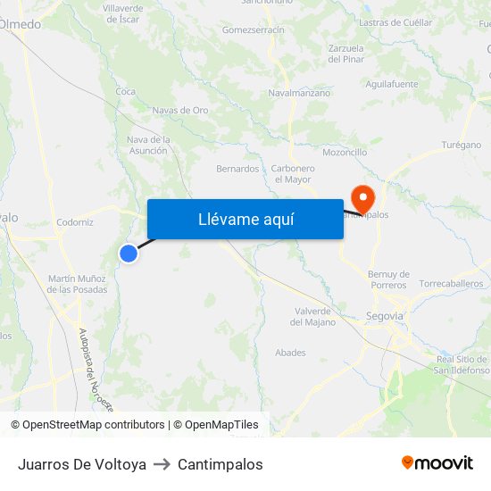 Juarros De Voltoya to Cantimpalos map