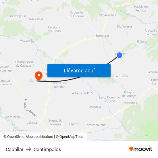 Caballar to Cantimpalos map