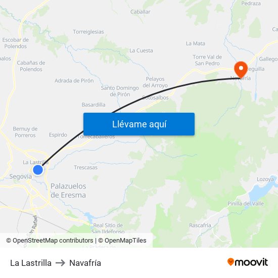 La Lastrilla to Navafría map