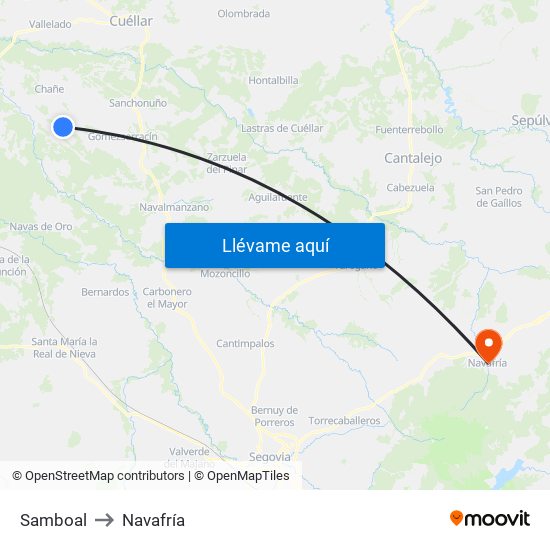 Samboal to Navafría map