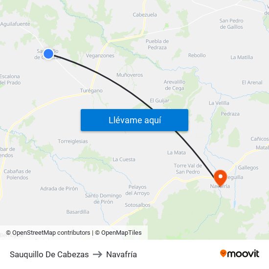 Sauquillo De Cabezas to Navafría map