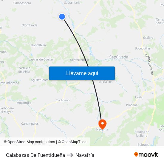 Calabazas De Fuentidueña to Navafría map