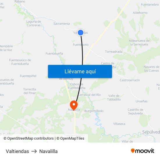 Valtiendas to Navalilla map
