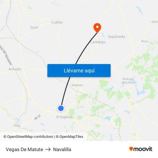 Vegas De Matute to Navalilla map